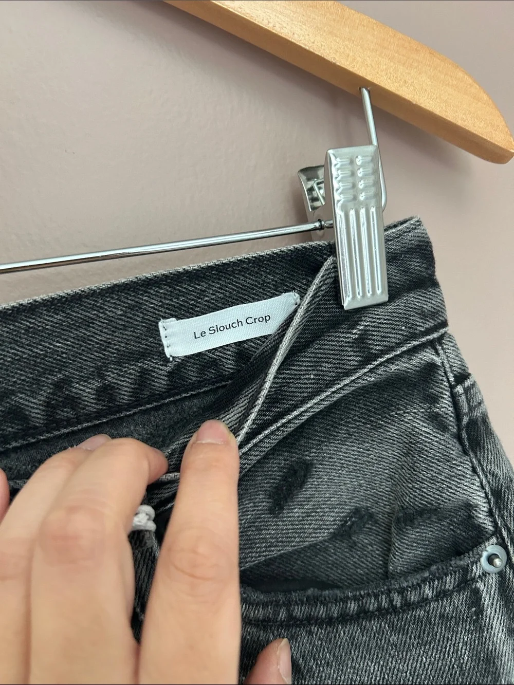 NWT FRAME Le Slouch Crop Distressed Jeans Grey Size 23 - Picture 7 of 16